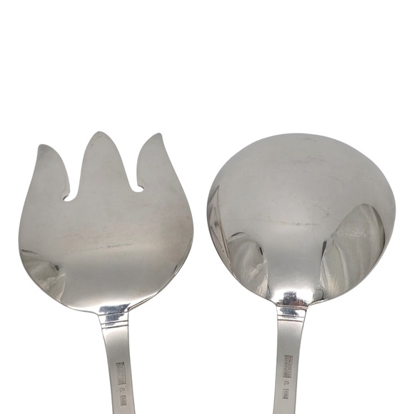 Gorham Gold Tip Sterling Silver Salad Serving Fork & Spoon Set #18802 - Picture 7 of 10